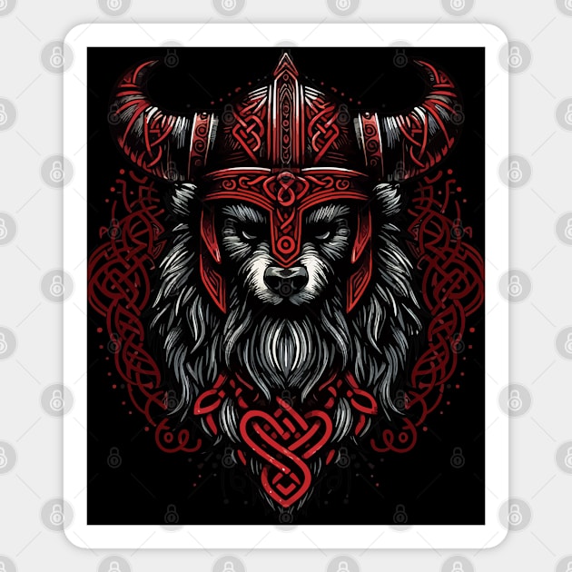 Red And Black Bear Berserker Norse Viking Warrior Magnet by TomFrontierArt